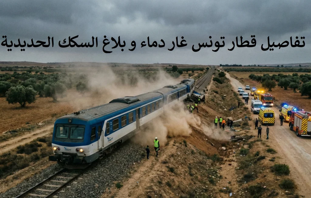 عاجل: تفاصيل جنوح قطار تونس غار الدماء اليوم 26 ديسمبر وبلاغ السكك الحديدية